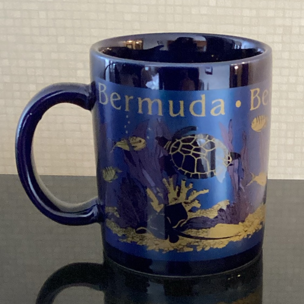 New Bermuda Coffee Mug Blue Gold Sea Life